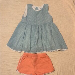 SMITH Blue Dress with Coral Shorts